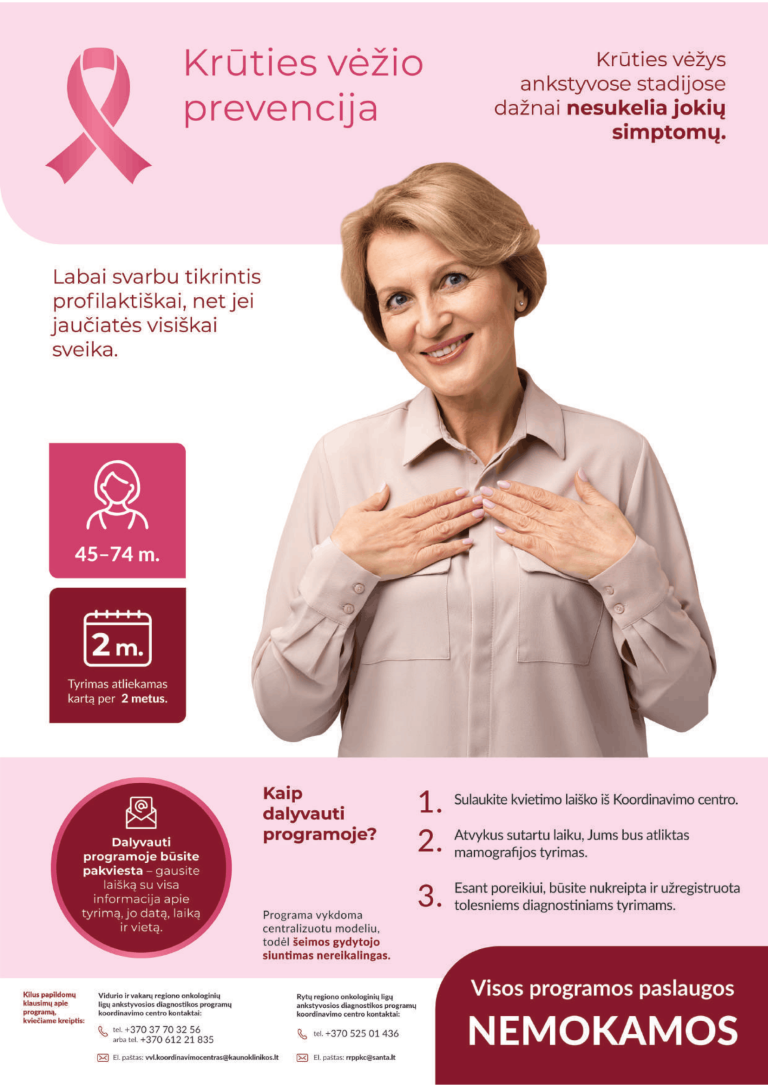 Krūties vėžio prevencinė programa plakatas